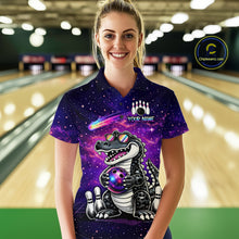 Load image into Gallery viewer, Custom Funny Galaxy Alligator Bowling Jersey for Women Bowling Tournament Polo &amp; 1/4 Zip Bowling Team Shirts HNT218