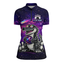 Load image into Gallery viewer, Custom Funny Galaxy Alligator Bowling Jersey for Women Bowling Tournament Polo &amp; 1/4 Zip Bowling Team Shirts HNT218