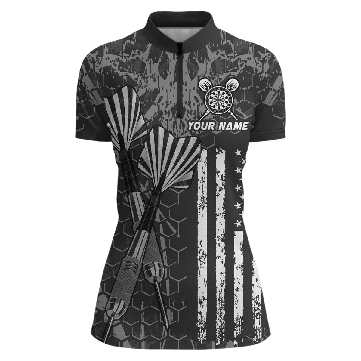 Custom US Flag Darts Shirt for Women Darts Team Jerseys Dart Tournament Polo & 1/4 Zip NNT113