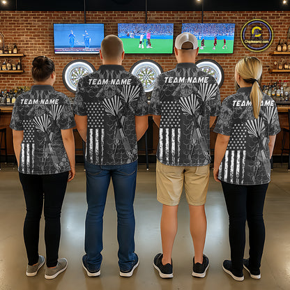 Custom US Flag Darts Shirt for Men Darts Team Jerseys Dart Tournament Polo & 1/4 Zip NNT113