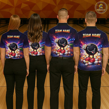Custom Funny Bowling Jersey for Women Bowling Tournament Polo & 1/4 Zip Bowling Team Shirts HNT221