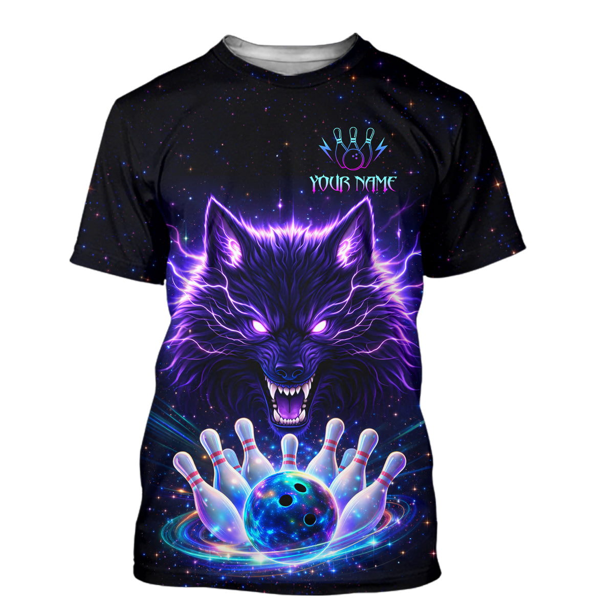 Custom Galaxy Wolf Bowling Shirts for Men Women Bowling Tournament Bowling Team Shirts HNT220