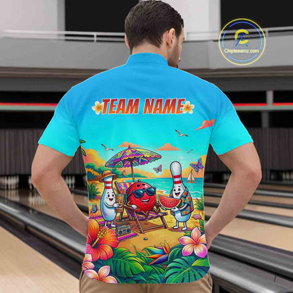 Custom Summer Bowling Jersey for Men Unisex Bowling Shirts for Team Polo & 1/4 Zip HNT243