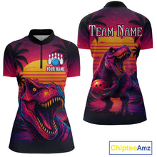Load image into Gallery viewer, Custom Neon Dinosaur Bowling Jersey for Women Unisex Bowling Shirts for Team Polo &amp; 1/4 Zip HNT241
