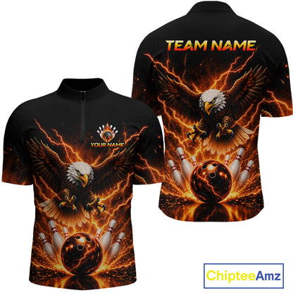 Custom Thunder Eagle Bowling Jersey for Men Bowling Team Shirts Bowling League Polo & 1/4 Zip HNT500