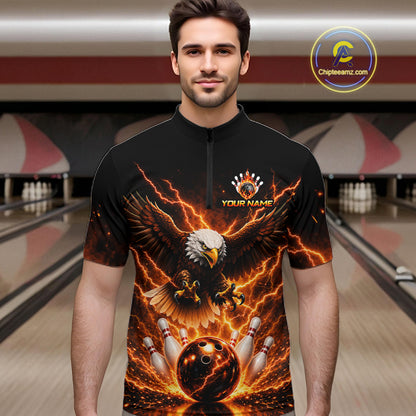 Custom Thunder Eagle Bowling Jersey for Men Bowling Team Shirts Bowling League Polo & 1/4 Zip HNT500