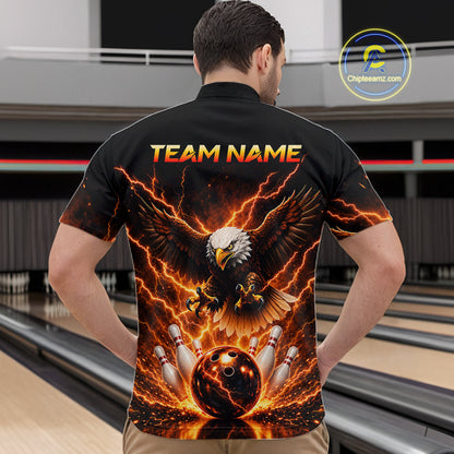 Custom Thunder Eagle Bowling Jersey for Men Bowling Team Shirts Bowling League Polo & 1/4 Zip HNT500