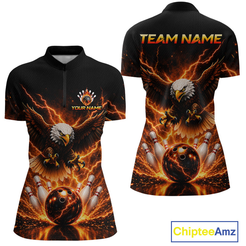 Custom Thunder Eagle Bowling Jersey for Women Bowling Team Shirts Bowling League Polo & 1/4 Zip HNT500