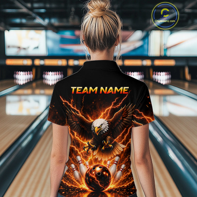 Custom Thunder Eagle Bowling Jersey for Women Bowling Team Shirts Bowling League Polo & 1/4 Zip HNT500