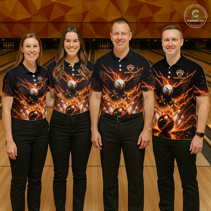 Custom Thunder Eagle Bowling Jersey for Women Bowling Team Shirts Bowling League Polo & 1/4 Zip HNT500