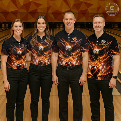Custom Thunder Eagle Bowling Jersey for Women Bowling Team Shirts Bowling League Polo & 1/4 Zip HNT500