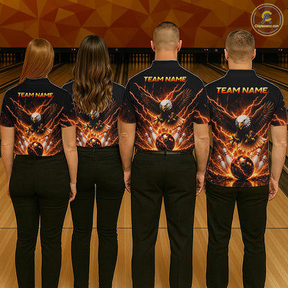 Custom Thunder Eagle Bowling Jersey for Men Bowling Team Shirts Bowling League Polo & 1/4 Zip HNT500