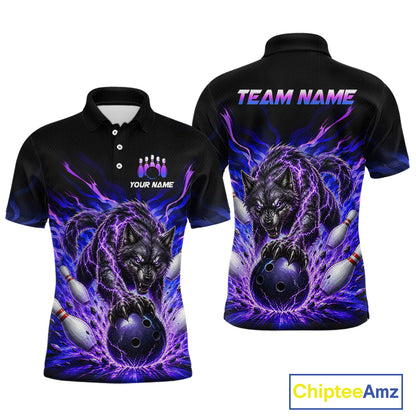 Custom Purple Thunder Wolf Bowling Jersey for Men Bowling Team Shirts Bowling Polo & 1/4 Zip HNT501