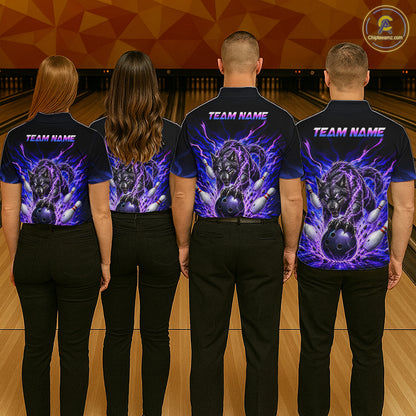 Custom Purple Thunder Wolf Bowling Jersey for Women Bowling Team Shirts Bowling Polo & 1/4 Zip HNT501