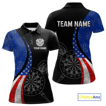 Custom US Flag Dart Shirt For Women, Patriotic Dart Jersey Dart Tournament Retro Darts Board NNT117