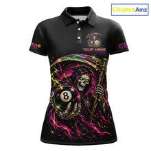 Load image into Gallery viewer, Custom Grim Reaper 8 Ball &amp; 9 Ball Billiard Shirt for Women Billiard Team Jersey Billiard League NNT189