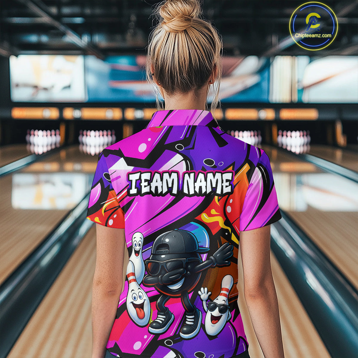 Custom Funny Bowling Jersey for Women Bowling Uniform Bowling Team Shirts Polo & 1/4 Zip HNT130