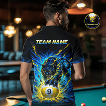 Load image into Gallery viewer, Person wearing a shirt with a panther and pool ball design, standing in a bar.