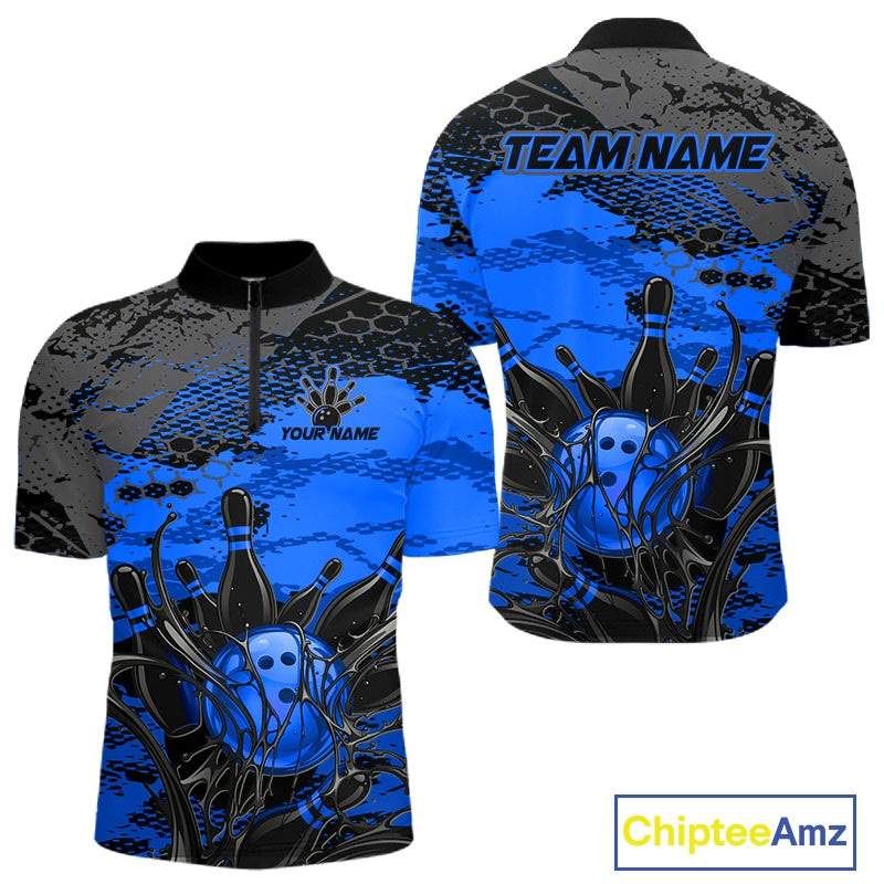 Blue and black sports jersey with 'Team Name' and 'Your Name' text on a white background