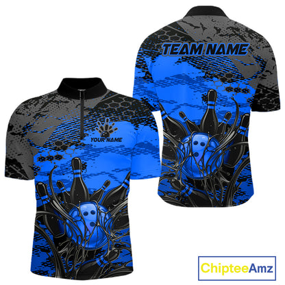 Blue and black sports jersey with 'Team Name' and 'Your Name' text on a white background