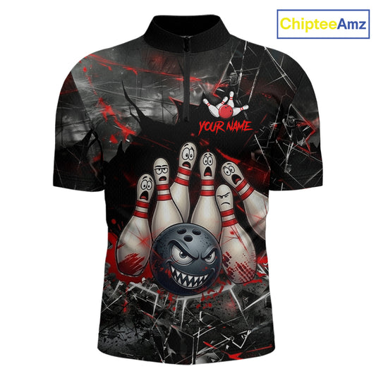 Cracked Angry Bowling Shirts for Men Custom Bowling Team Jersey Bowling League HNT286