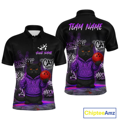 Custom Funny Black Cat Bowling Jersey for Men Bowling League Bowling Team Shirts HN289