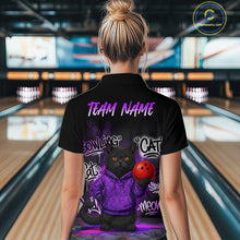 Load image into Gallery viewer, Custom Funny Black Cat Bowling Jersey for Women Bowling League Bowling Team Shirts HN289
