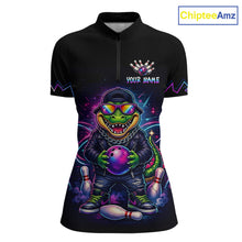 Load image into Gallery viewer, Custom Funny Neon Alligator Bowling Jersey for Women Bowling League Bowling Team Shirts HN294