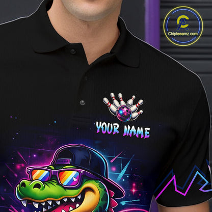 Funny Neon Alligator Custom Bowling Jersey for Men Bowling League Bowling Team Shirts HN295