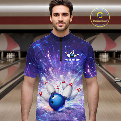 Custom Bowling Jersey for Men Bowling Uniform Polo & 1/4 Zip Bowling Shirts for Bowler and Team HNT231