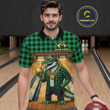 Load image into Gallery viewer, Custom Green Alligator Bowling Jersey for Men Bowling Uniform Polo &amp; 1/4 Zip Bowling Team Shirts HNT230