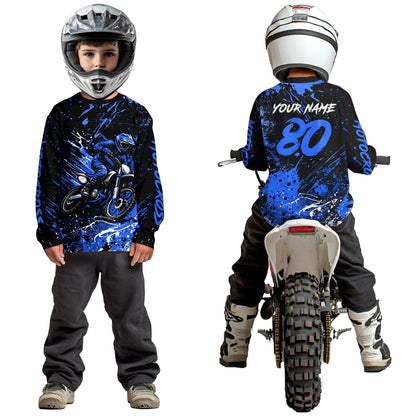 Blue Youth Motocross Jersey Custom Motocycle Shirts Men Women Kid Motocross Shirt UPF30+ DNT39