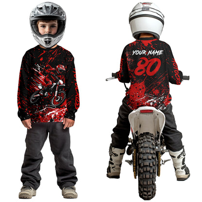 Red Youth Motocross Jersey Custom Motocycle Shirts Men Women Kid Motocross Shirt UPF30+ DNT39