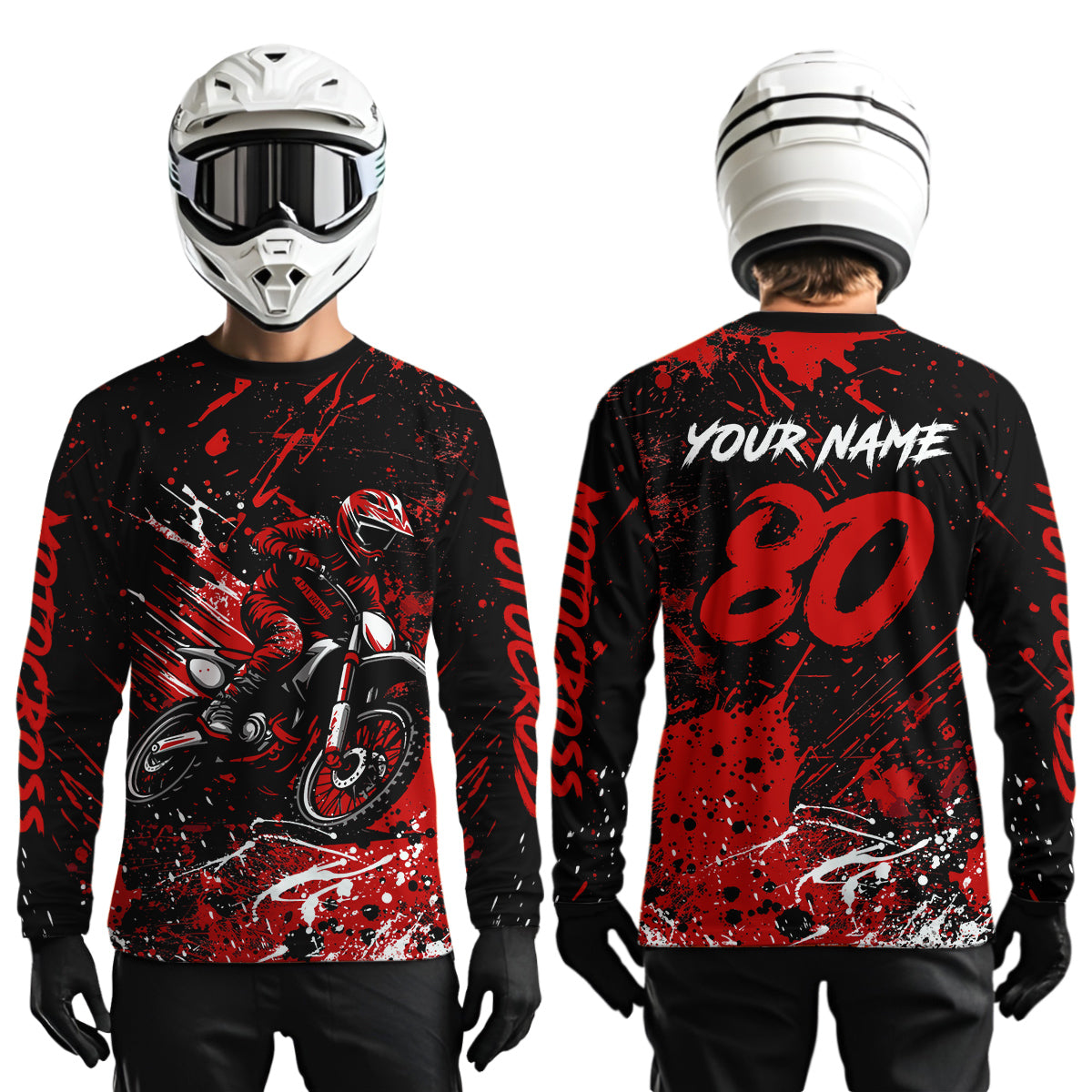 Red Youth Motocross Jersey Custom Motocycle Shirts Men Women Kid Motocross Shirt UPF30+ DNT39