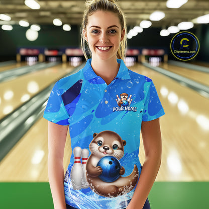 Custom Funny Otte Bowling Jersey for Women Bowling Team Shirts Bowling Gifts Polo & 1/4 Zip HNT269