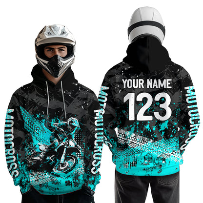 Custom Turquoise Motocross Jersey Hoodie Kid Men Women Youth Dirt Bike Motorcycle Hoodie HOT37