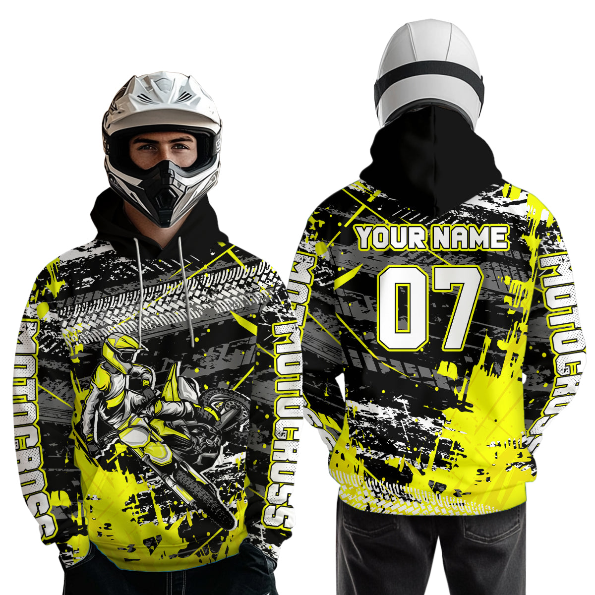 Custom Yellow Racing Motocross Hoodie for Kid Men Women Dirt Bike Motorcycle Hoodie HOT40