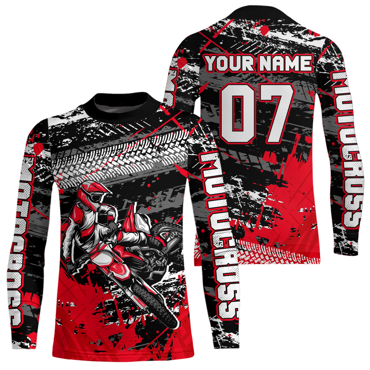 Red Motocross Jersey Racing for Kid Men Women Custom Dirt Bike Shirts UPF30+ DNT45