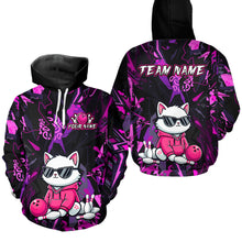 Load image into Gallery viewer, Custom Funny Cat Bowling Bowling Hoodie for Women Bowling Team Hoodie HNT194