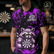 Load image into Gallery viewer, Custom Purple Raccoon Funny Dart Shirt Dart Team Jersey for Men Dartboard Polo &amp; 1/4 Zip Shirts NNT170