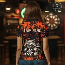 Load image into Gallery viewer, Custom Orange Raccoon Funny Dart Shirt Dart Team Jersey for Women Dartboard Polo &amp; 1/4 Zip Shirts NNT170