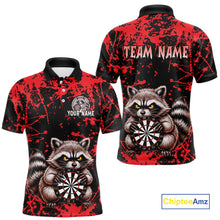 Load image into Gallery viewer, Custom Red Raccoon Funny Dart Shirt Dart Team Jersey for Men Dartboard Polo &amp; 1/4 Zip Shirts NNT170