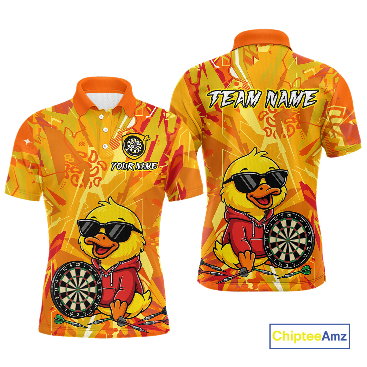 Custom Funny Duck Dart Shirt Dart Team Jersey for Men Dartboard Polo & 1/4Zip Shirts NNT166
