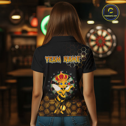 Custom Funny Queen Bee Dart Shirt Dart Team Jersey for Women Dartboard Polo & 1/4 Zip Shirts NNT165