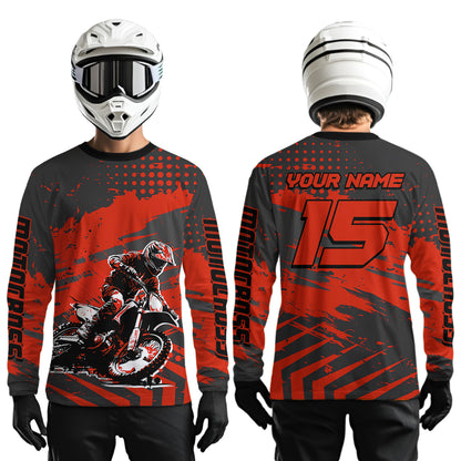 Personalized Red Motocross Shirts Off-Road Dirt Bike Shirt Kid Men Women UPF30+ DNT16