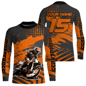 Personalized Orange Motocross Shirts Off-Road Dirt Bike Shirt Kid Men Women UPF30+ DNT16
