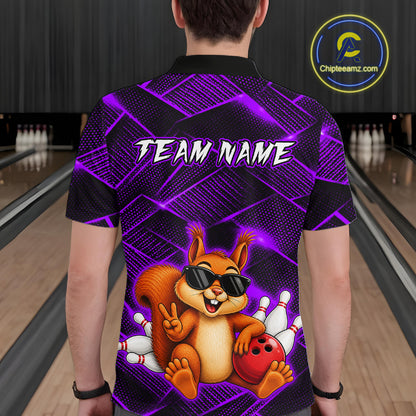 Purple Squirrel Funny Custom Bowling Jersey for Men Bowling Team Shirts Bowling League HNT304