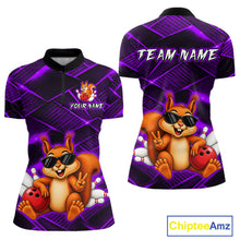 Load image into Gallery viewer, Purple Squirrel Funny Custom Bowling Jersey for Women Bowling Team Shirts Bowling League HNT304