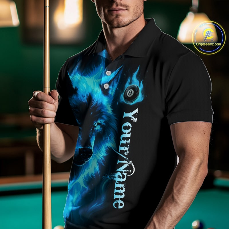 Custom Wolf 8 Ball Billiard Shirts for Men Billiard Team Shirts Billiard League Polo & 1/4 Zip NNT97