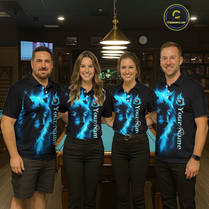 Custom Wolf 8 Ball Billiard Shirts for Women Billiard Team Shirts Billiard League Polo & 1/4 Zip NNT97